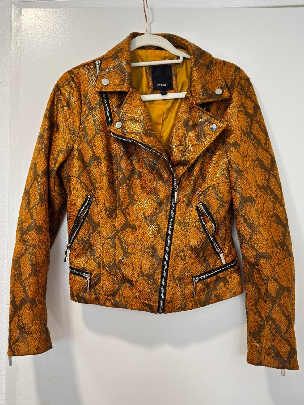 Studio F Snake Print Leather Jacket
